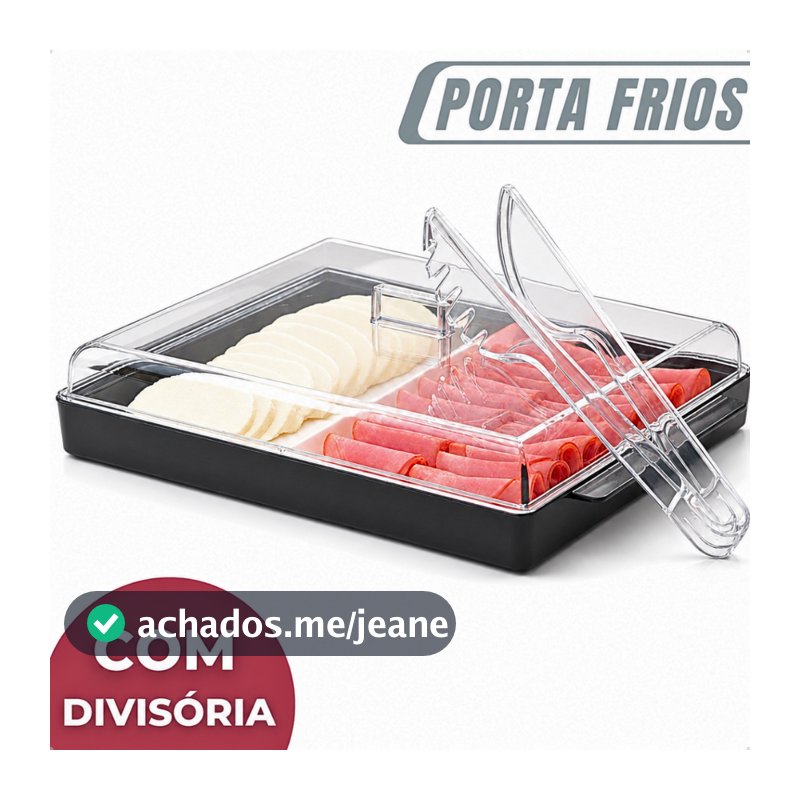 Pote Porta Frios Com Tampa E Divisória Presunto Queijo Resistente Organizador Para Geladeira Hermético Acrílico Duplo