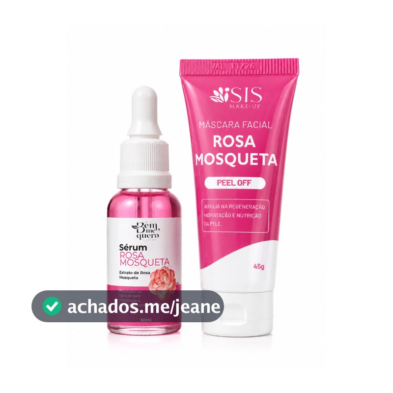 Kit Sérum Facial + Máscara Peel Off  Rosa Mosqueta Hidratação Regeneração da Pele