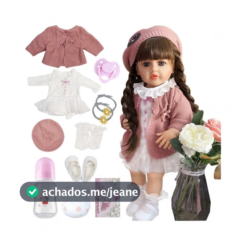 Bebê Reborn Boneca Realista 100% Silicone 55cm Com Acessório Brastoy Menina Olhos Castanhos Luxo Em Pode Dar Banho Envio