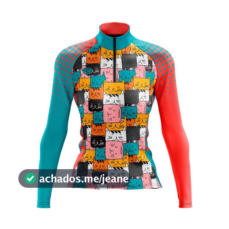 CAMISA CICLISMO FEMININA MOUNTAIN BIKE MANGA LONGA PROTEÇÃO UV RKC SPORTS GATOS