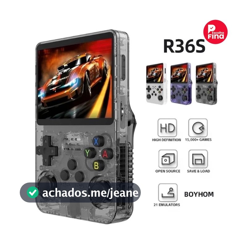 A pronta entrega console portátil R36S 64g Linux tela IPS 3.5 polegadas + de 15000 jogos vídeo game
