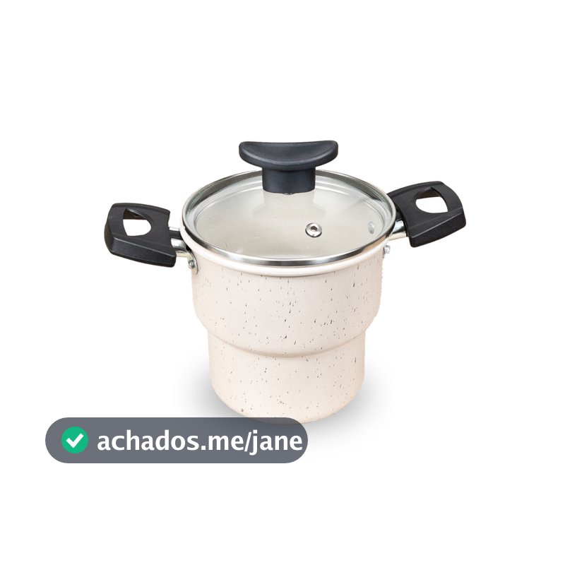 Cuscuzeiro Teflon Antiaderente Tampa de Vidro 14cm