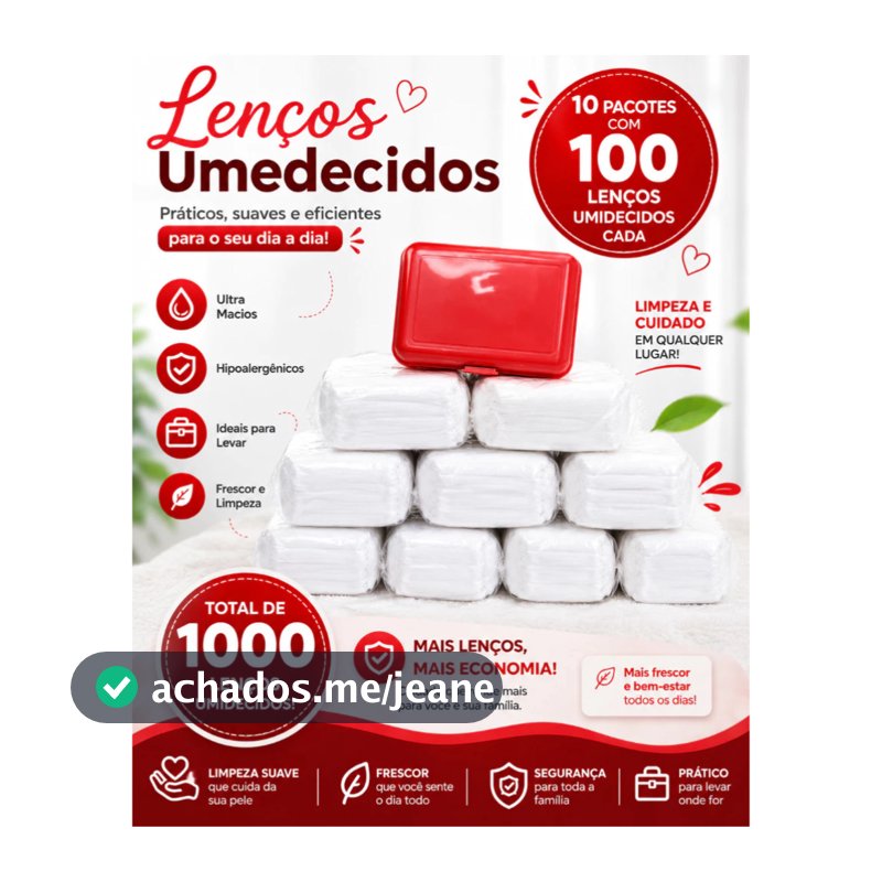 1000 Lenços umedecidos +maleta cada pacote de refil com 100 lenços por pacote e a maleta da cor de sua preferencia.