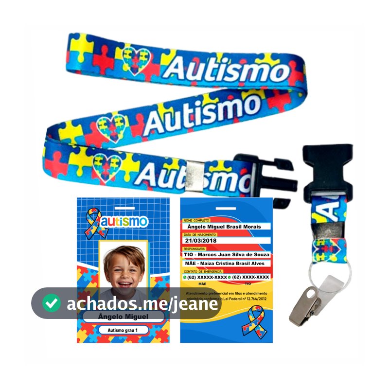 1 Unid Crachá Autista + Cordão Premium Tudo Personalizado (ENTREGA RÁPIDO)