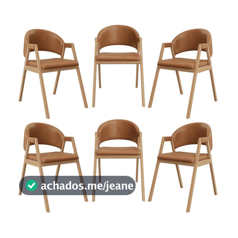 Kit 6 Cadeiras Mesa Jantar Suellen Versátil Reforçada Corino