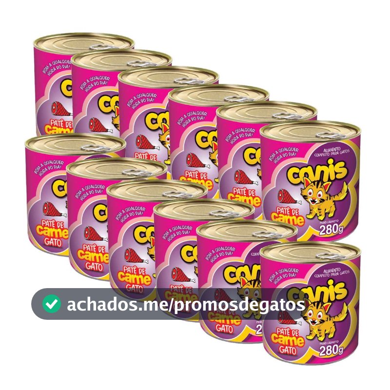 Kit Patê Para Gato Canis Sabor Carne 280g 12un