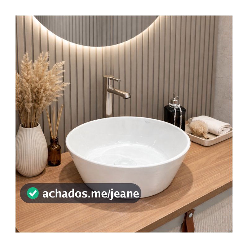 Cuba Redonda 35cm de Porcelana Louça Fiori CB13 Ideal para Banheiro Lavabo de Apoio