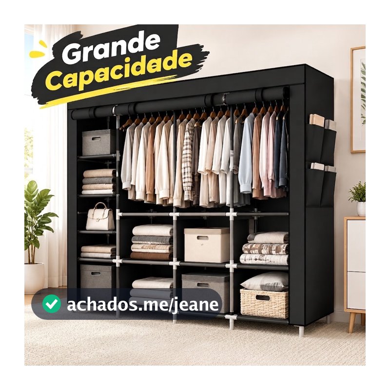 Guarda Roupa Dobrável Armário Organizador Multiuso Roupeiro Cabideiro Sapateira