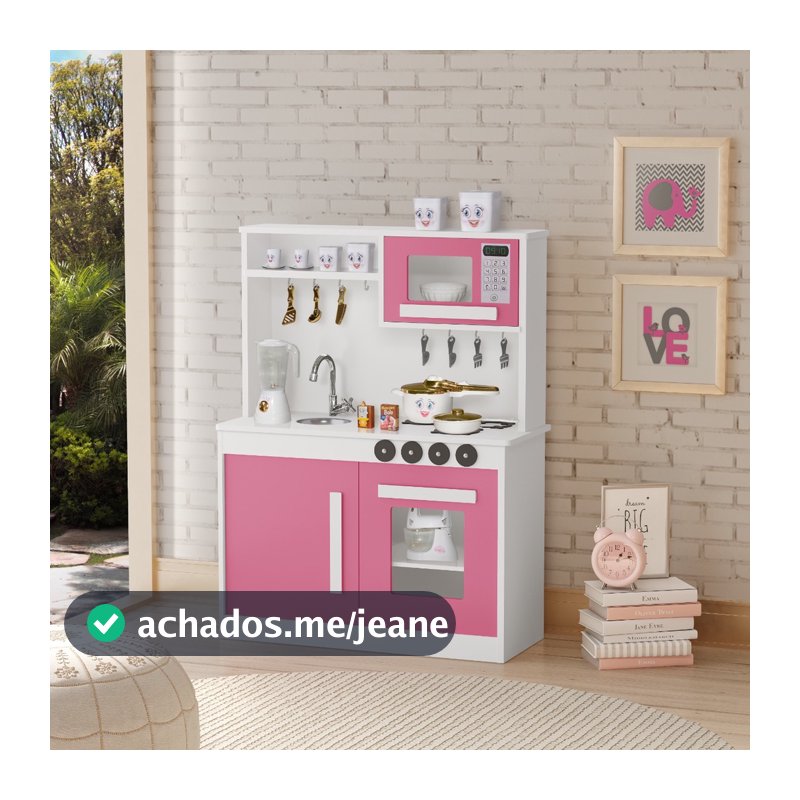 Cozinha Infantil Rosa Perfeita Menina Pia Fogão MDF/MDP