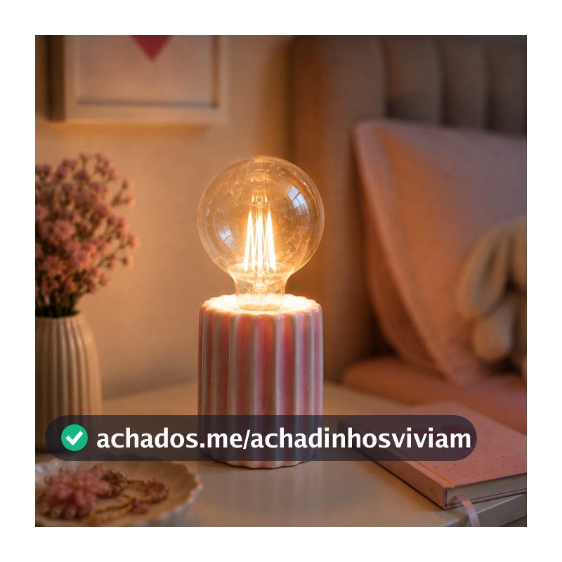 Luminária Decorativa Retrô em Cerâmica Rosa - Ideal para Quarto, Sala, Mesa de Cabeceira, Escritório
