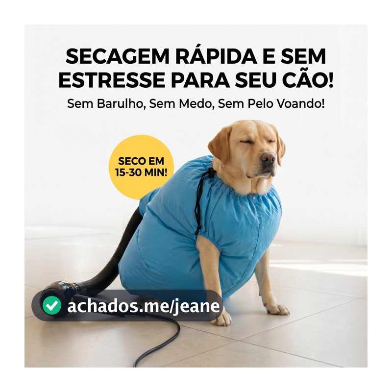 Saco Secador para Pet - Secagem Rápida 15-30min, Pelos Secos, Anti-Ansiedade, Para Cães e Gatos, Lavável, Reutilizável