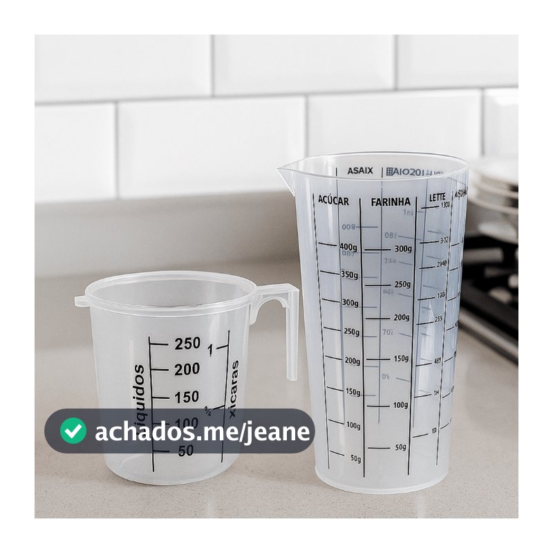 Kit Copo Medidor 500ml + Jarra Medidora 250ml Cozinha Dosador Para Líquidos e Alimentos