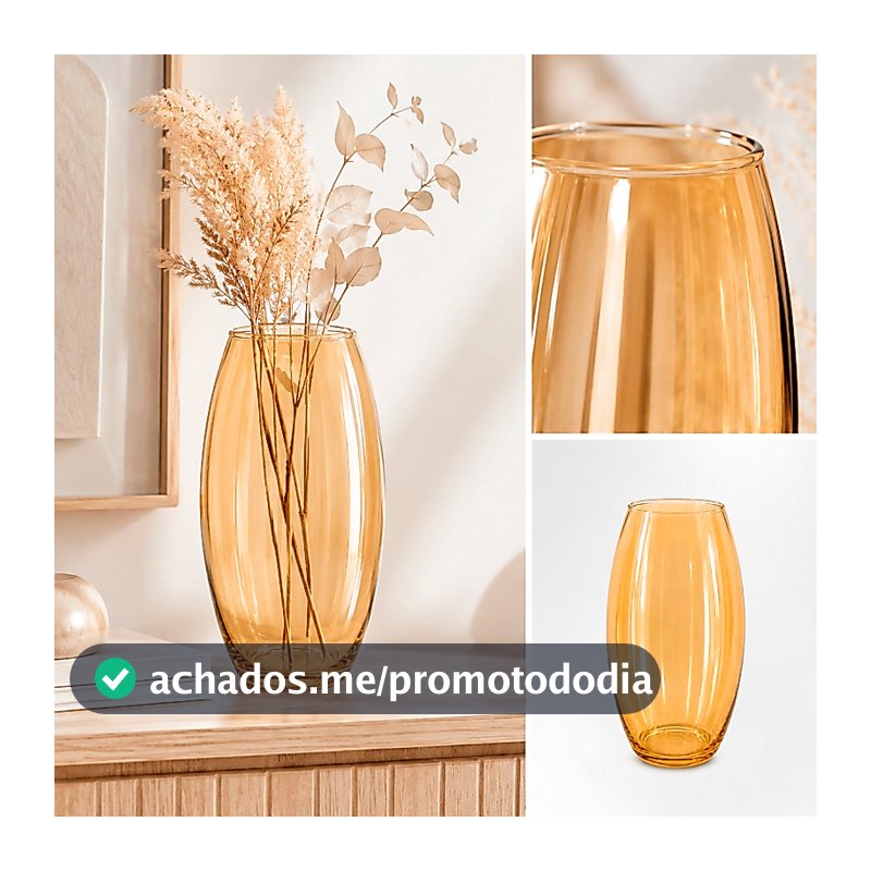 Vaso Decorativo Romeu Âmbar em Vidro Transparente Elegância para Sua Decoração