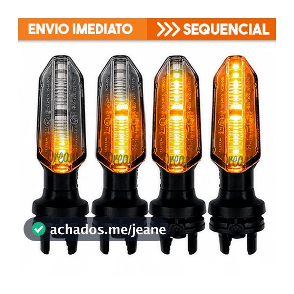 Piscas Moto Seta Led Sequencial Kit 2 ou 4 Fan 160 Titan 150 Twister CB250 XRE300 Titan