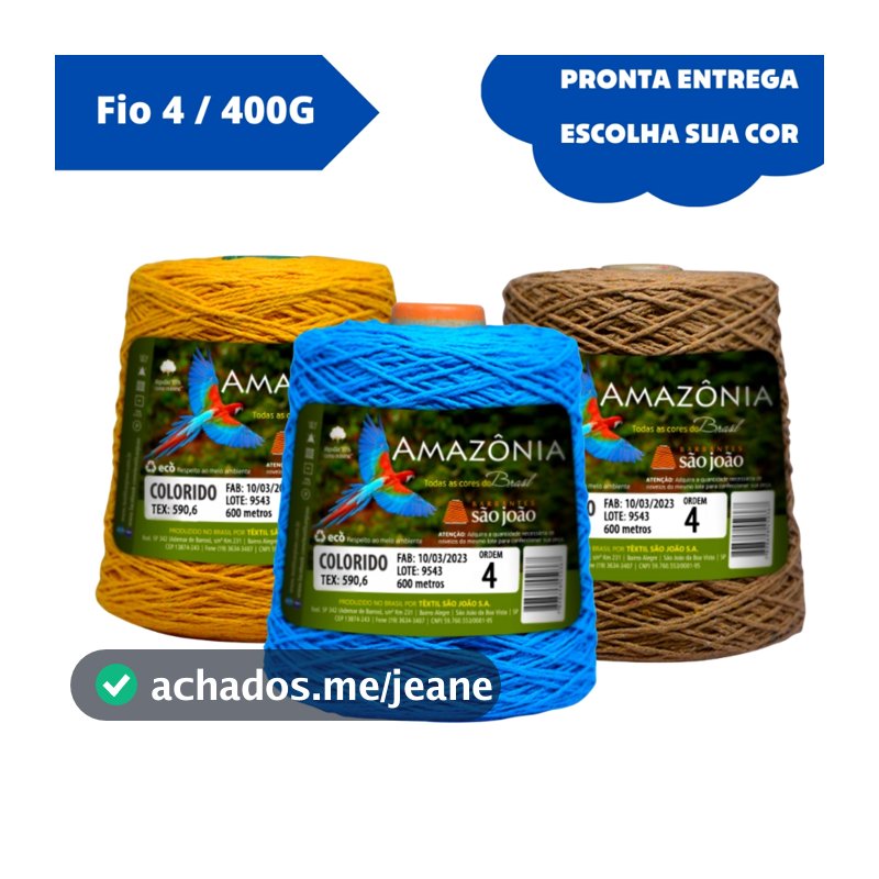 BARBANTE AMAZÔNIA MARCA SÃO JOÃO 400 GRAMAS FIO 4 - 600 METROS