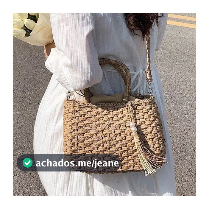 Bolsa feminina de palha praia com alça transversal modelo novo