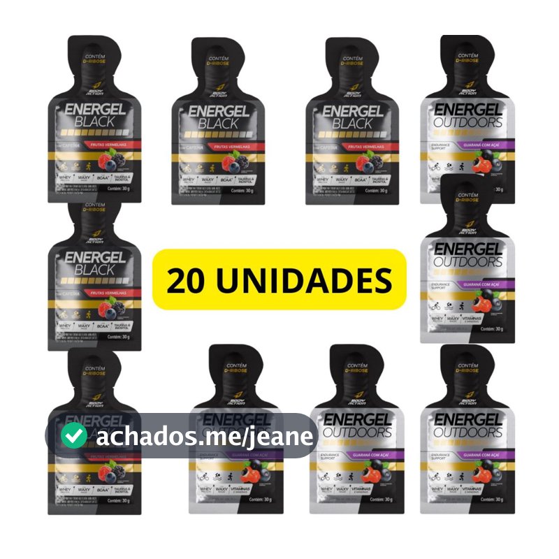 Energel Gel de Carboidrato Repositor BodyAction Pedal Corrida Com e Sem Cafeina
