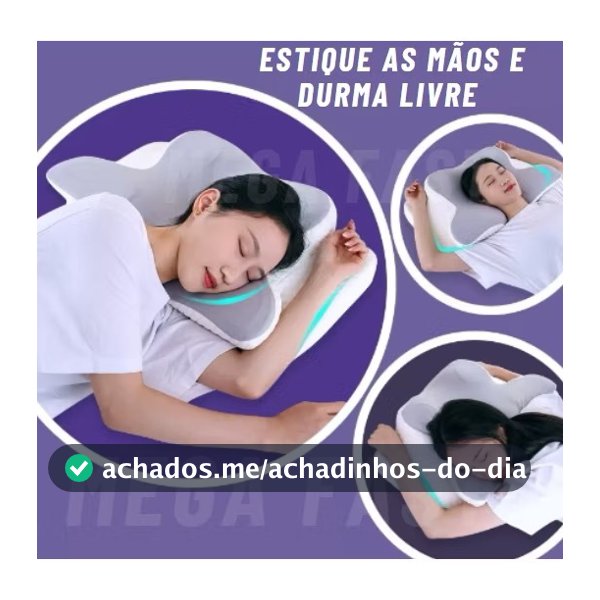 TRAVESSEIRO ORTOPÉDICO BORBOLETA CERVICAL PARA COMBATE A DORES NA COLUNA, DORES DE CABEÇA - VISCOELASTICO FRONHA LAVÁVEL