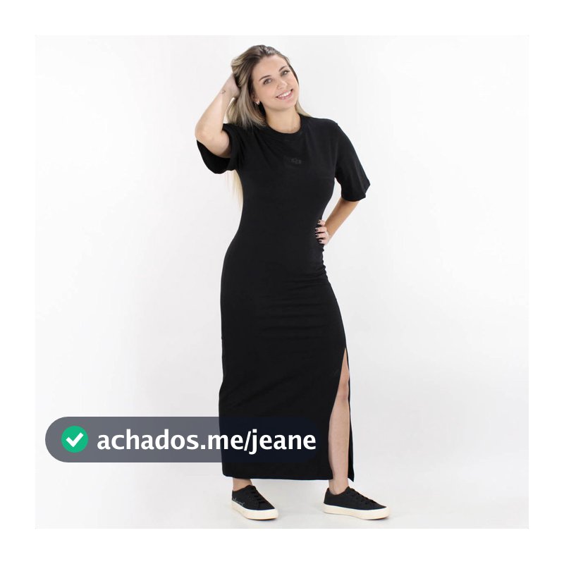 Vestido Colcci T-Shirt Manga Curta Logo Minimalista Preto - Feminino