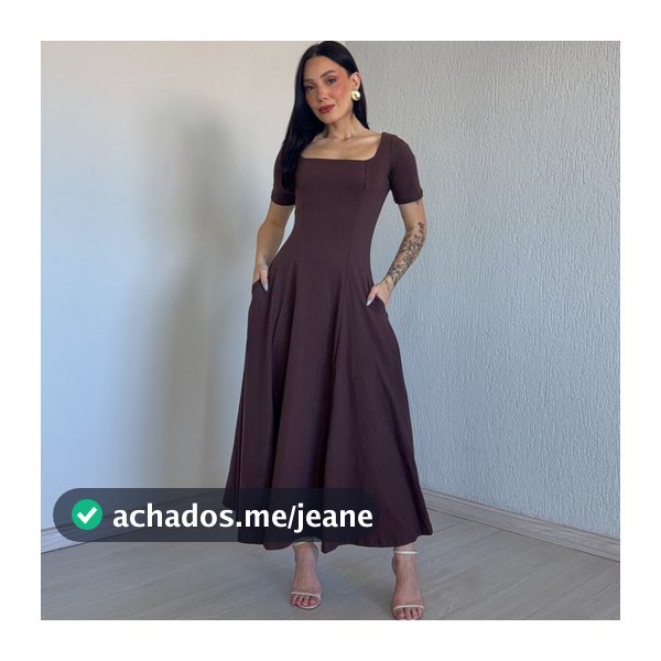 Vestido Rodado Com Manga e Bolso 100% Algodão Premium Casual Elegante Feminino Festas Eventos Igreja