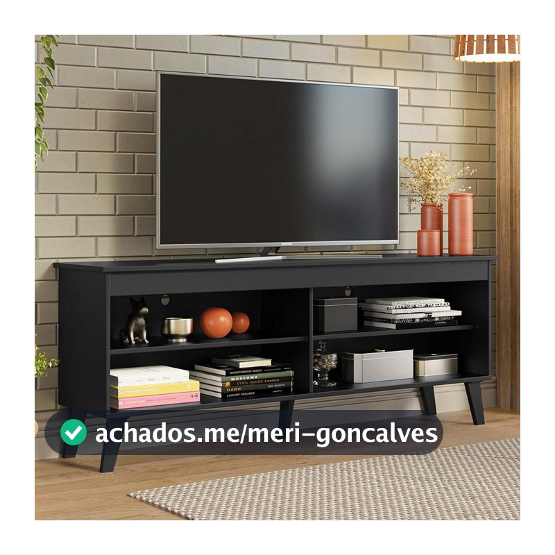 Rack para TV até 65 Polegadas com Pés Preto Turim Madesa