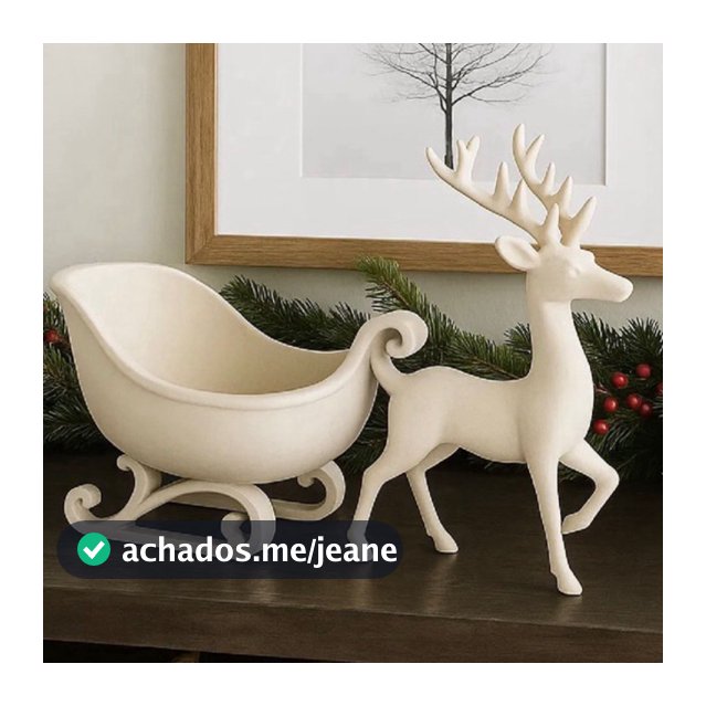 Decoração De Natal Trenó Com Rena Decorativo Enfeite Natalino Escritorio, Quarto, Sala, Recepção