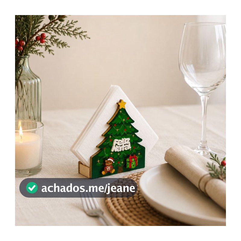 Porta Guardanapo Natalino em Mdf 10cm Decoração de Natal Mesa Posta