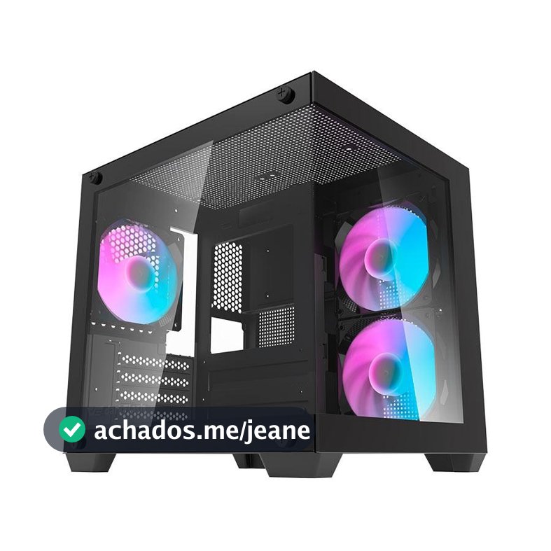 Gabinete Gamer Aigo Darkflash Durin D275M, Rainbow, Mid-Tower,L.Vidro, 3Fans, Preto, DC-D275M-B-BR2