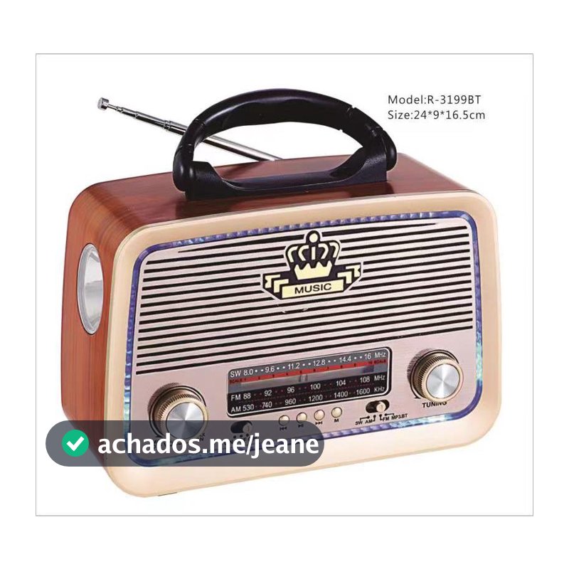 Radio Retro  bluetooth ,entrada usb,microsd lanterna e sainda auxiliar AD-3199