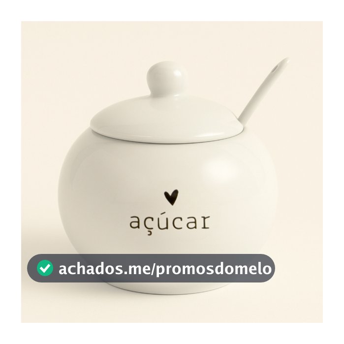 Açucareiro de Porcelana Com Tampa e Colher Porta Açúcar