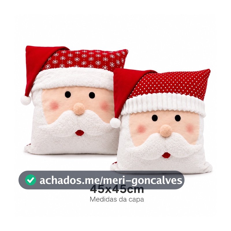 Capa Para Almofada Natalina Decoração Natal Papai Noel 45cm