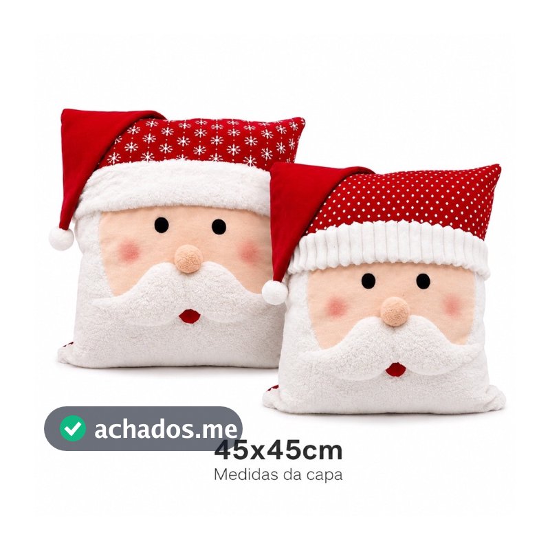 Capa Para Almofada Natalina Decoração Natal Papai Noel 45cm