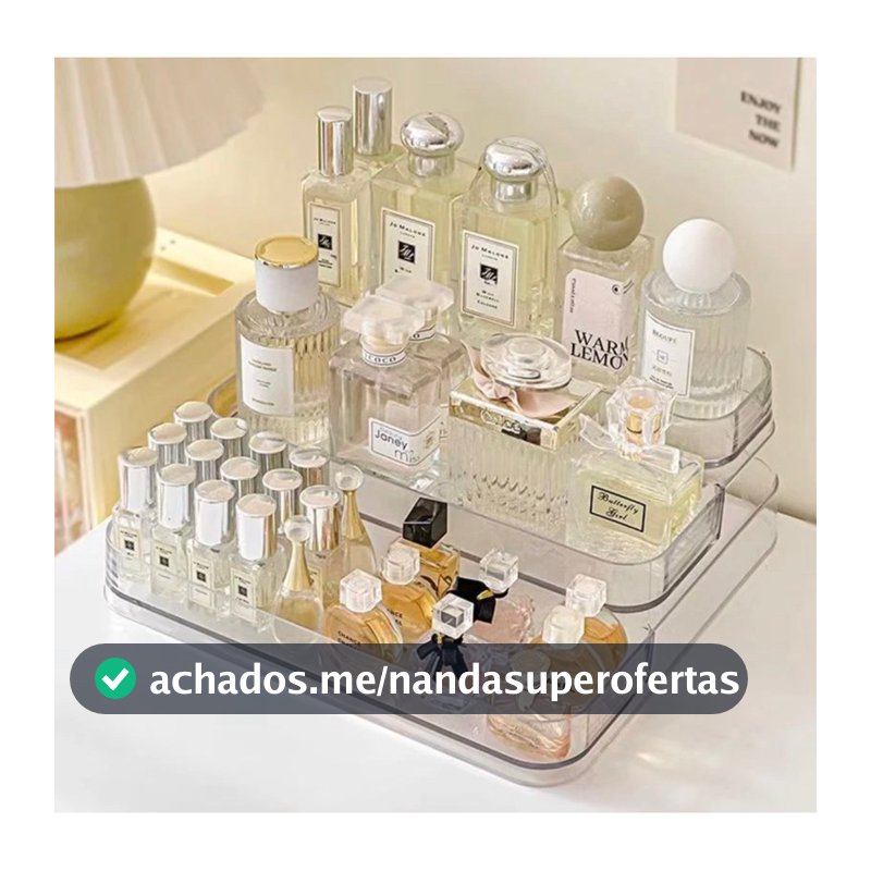 Expositor de Perfumes Cosméticos 3 Andares Multiuso Organizador Prateleira Diamante Acrílico Porta Maquiagem Beleza