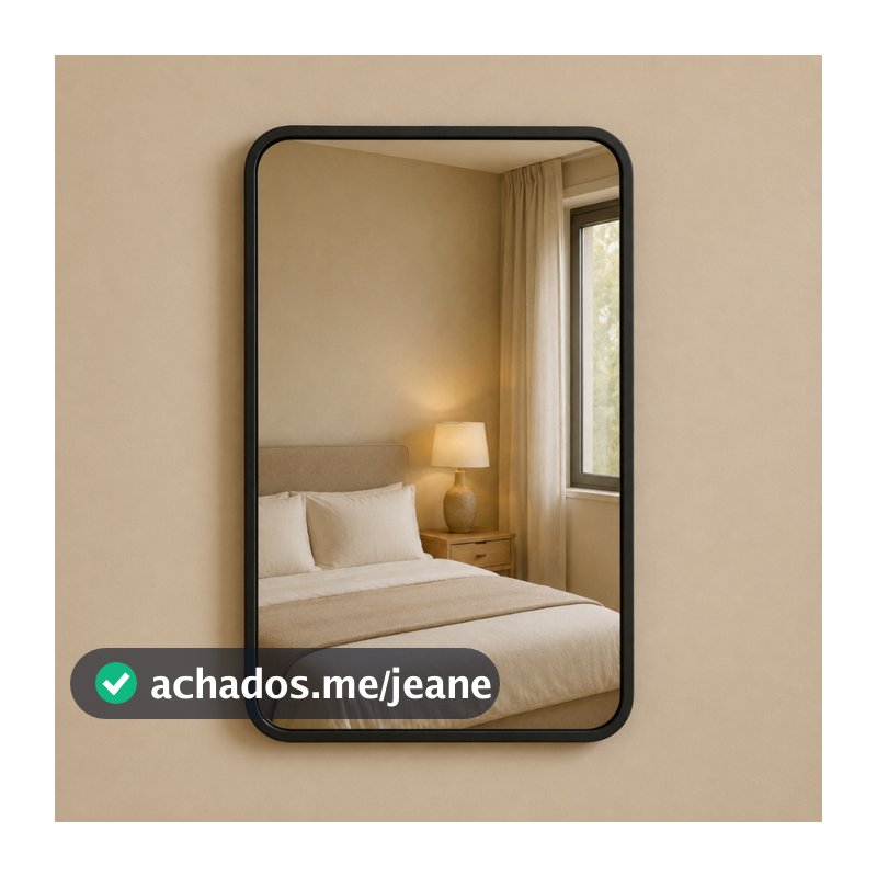 Espelho Lopazzi Retrô Retangular Lopazzi com Moldura Alumínio Decoração Banheiro Quarto Sala Hall 90Cm