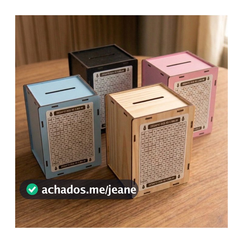 Caixa Cofre Desafio da Economia R$ 5.000 em MDF Premium  Cofrinho Motivacional para Guardar Dinheiro em 4 Cores
