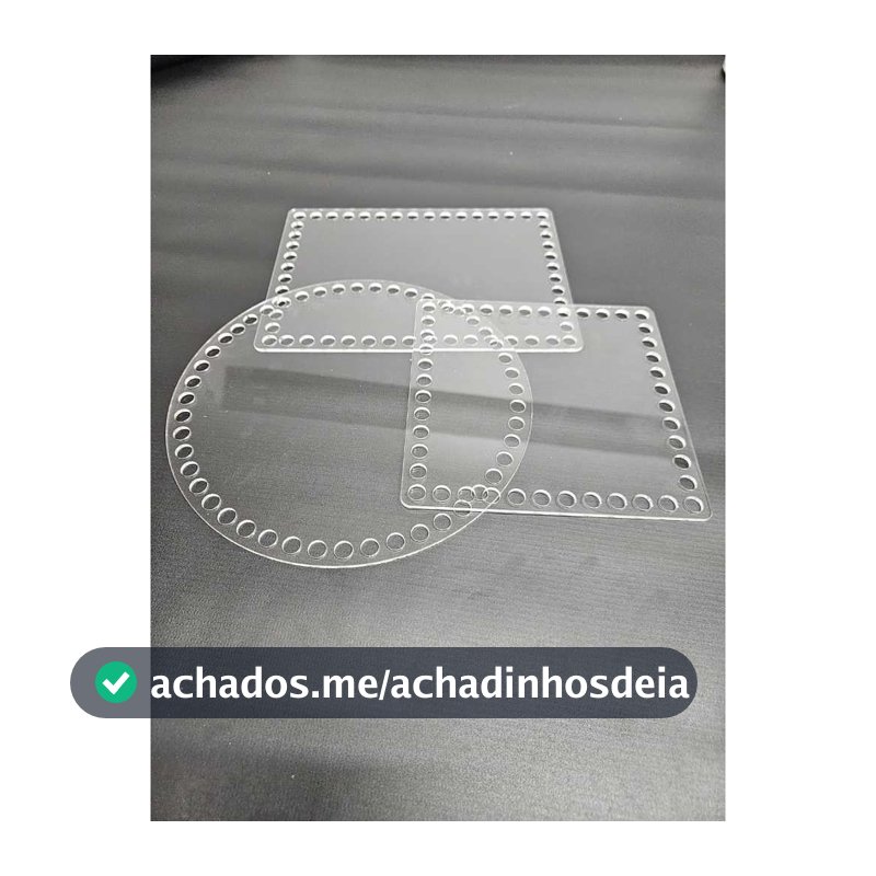 Base Acrílica Transparente Redonda Quadrada Para Crochê Artesanal Acessório Estrutura Rígida Diversas Medidas