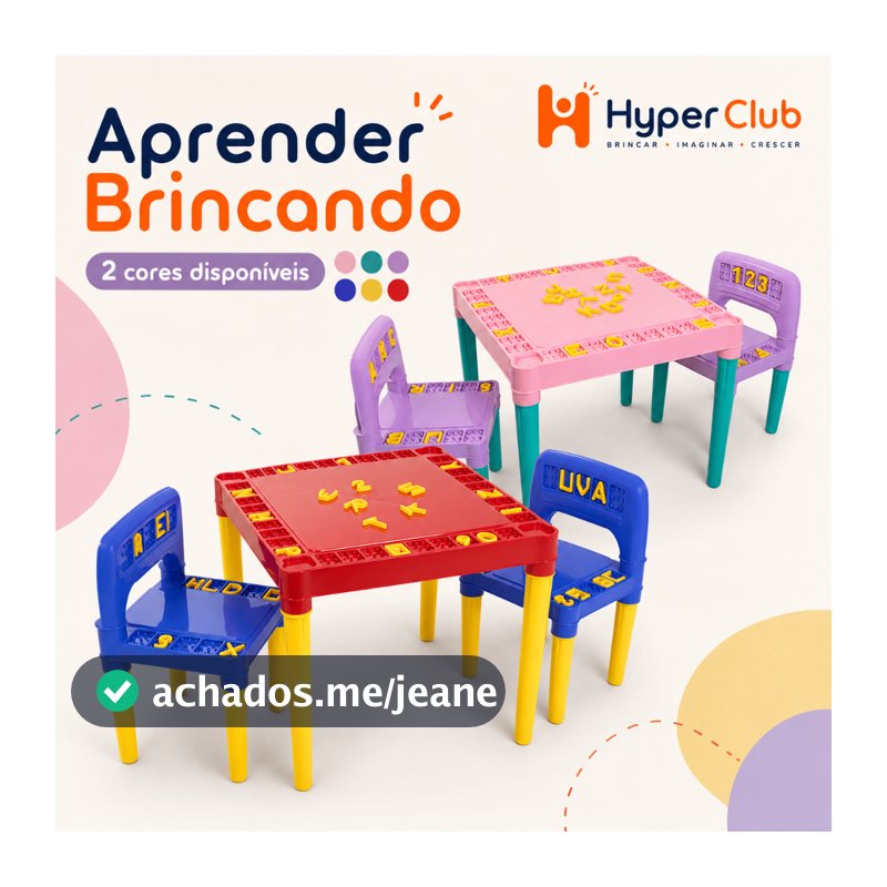 Mesa Educativa Infantil Com 2 Cadeiras para Atividades