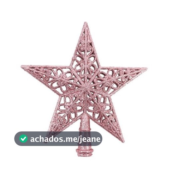 Ponteira Estrela para Árvore 17cm Glitter Vazada Rosa Natal Decoração Natalina
