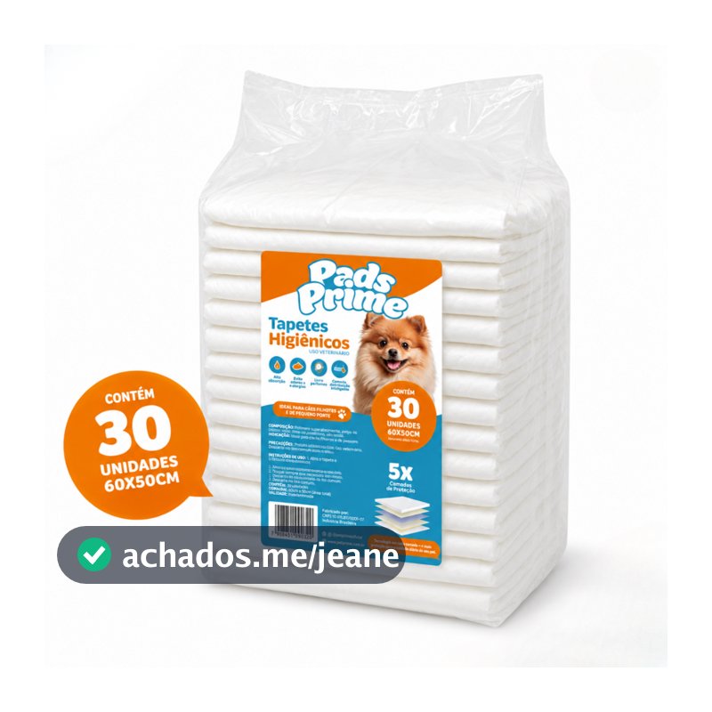 Tapete Higiênico para Cães 60x50cm 30 Unidades Pads Prime