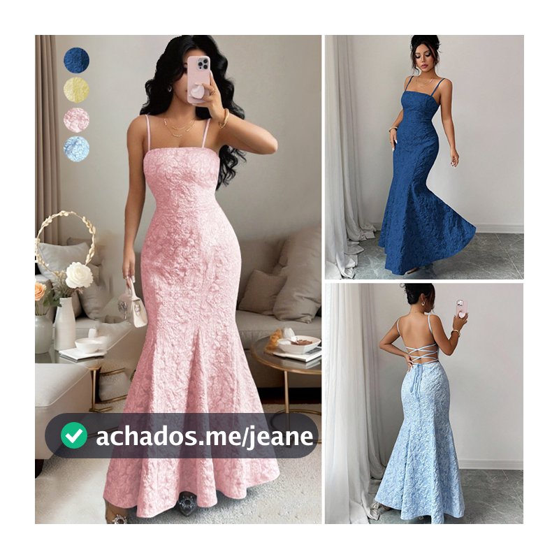Vestido Longo Alcinha com Detalhes em Renda e Costas Abertas Ideal para Festa e Jantar Várias Cores