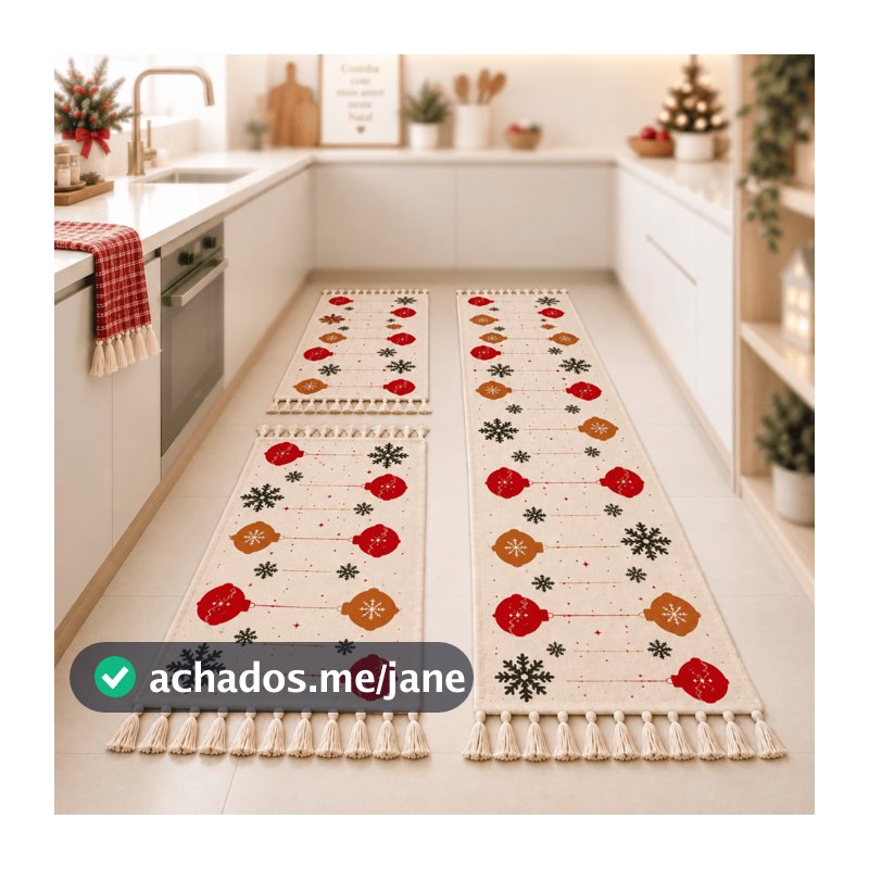 Jogo de Passadeira Natal 3 Peças de Tear Tapete de Cozinha Decoração Natal