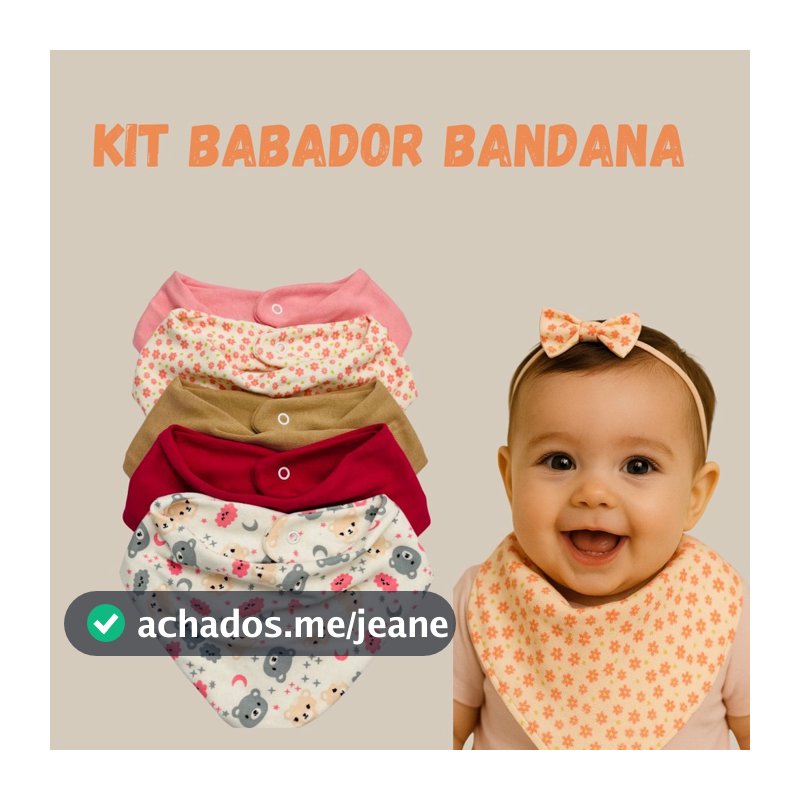 Kit 4 Babador Bandana Bebê Estampado e Misto Enxoval 100% Algodão Confortável