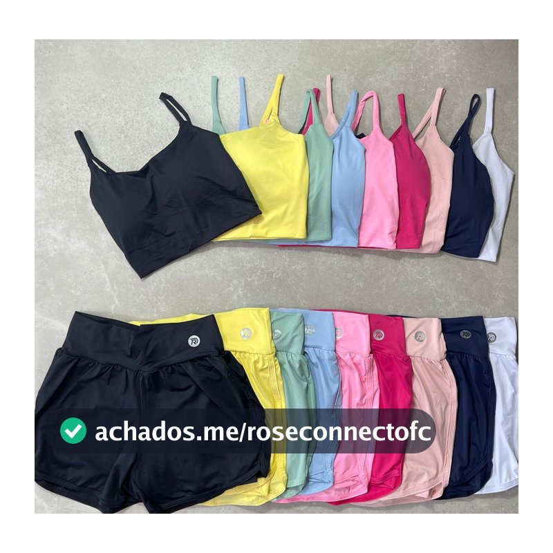 Conjunto Short Duplo+Top Alcinha Com Bojo Para Treinos Esportivos No Geral