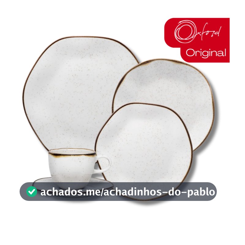 Aparelho de Jantar e Chá Porcelana 20 peças Ryo Maresia Jogo de Pratos e Xícaras Oxford