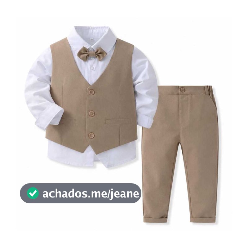 Conjunto social em oxford para meninos, com colete, calça e gravata ( Sem a camisa branca).