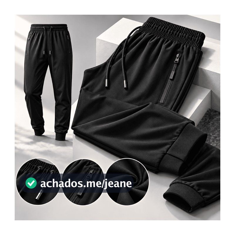 Calça Esportiva Masculina Tecido Leve Elastano Jogger Treino Casual