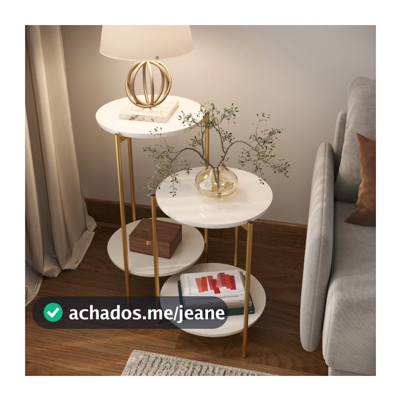 Conjunto 2 Mesa Lateral pés de aço para canto de sofá 100% mdf pintura laqueada borda chanfada Lunis