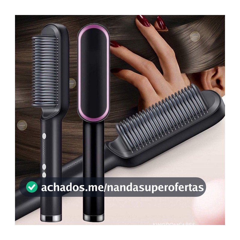 Escova Alisadora Bivolt 5 em 1 - Alisa, Hidrata, Modela, Alinha e Anti-Frizz