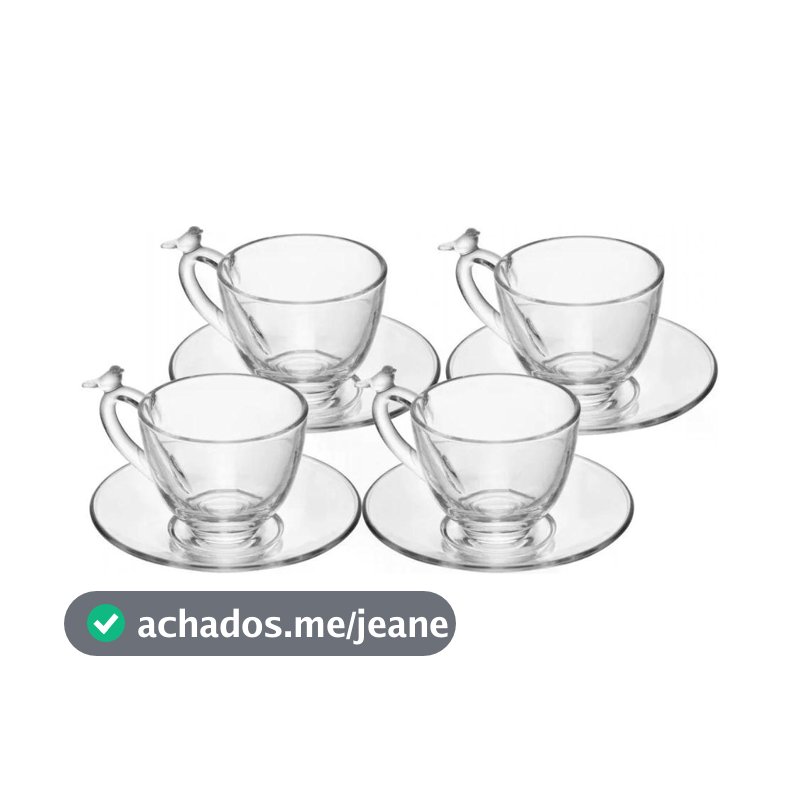Kit 4 Xícaras Café Wolff Bird Cristal Ecológico 80ml - Livre de Chumbo