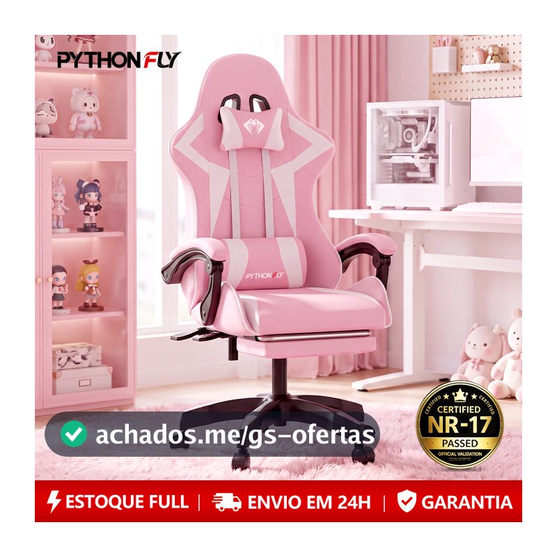 Cadeira Gamer Ergonômica Reclinável com Apoio de Pés Ajustável e Base Giratória – Máximo Conforto para Longas Sessões de